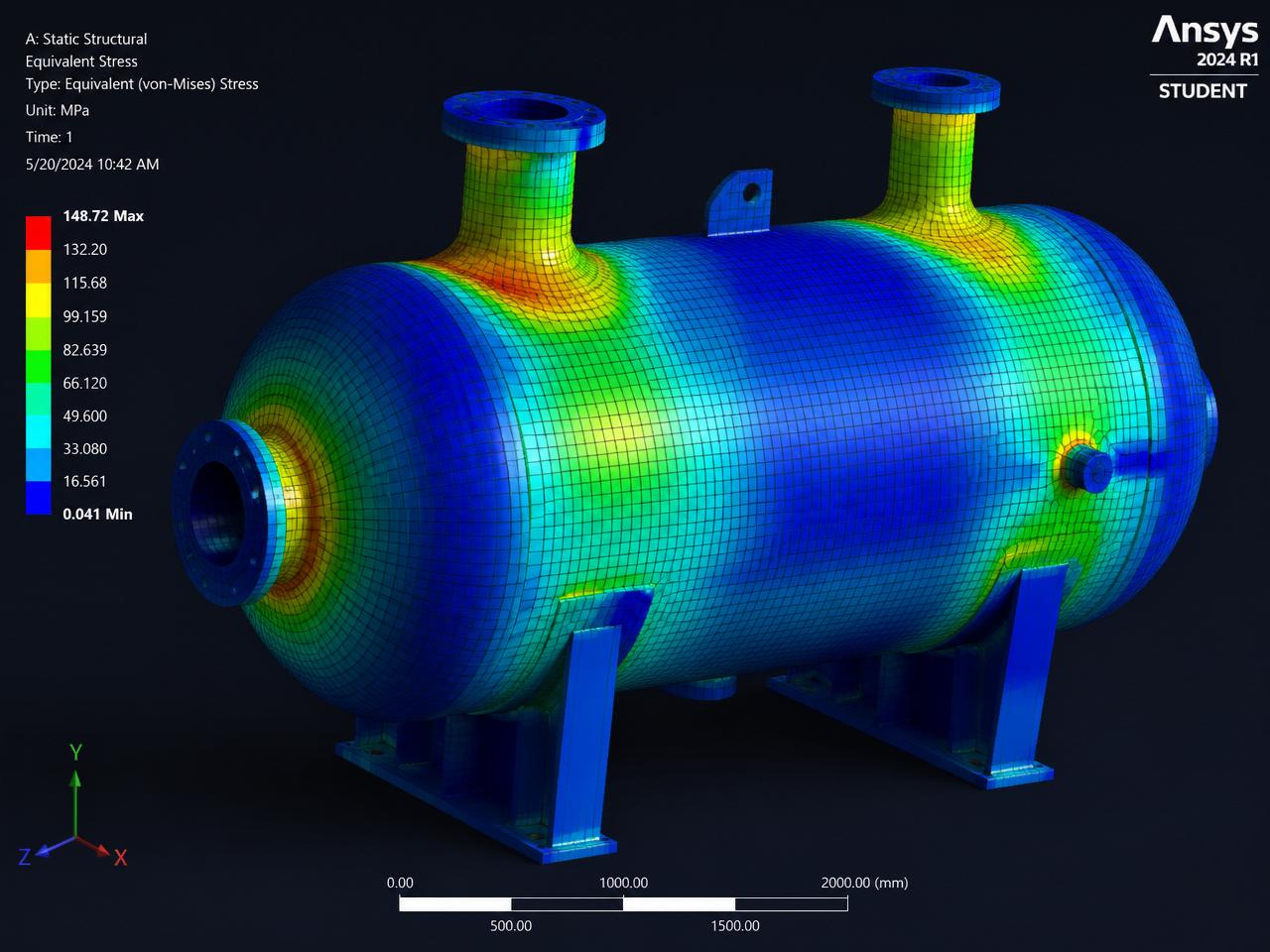 FEA pressure vessel stress analysis